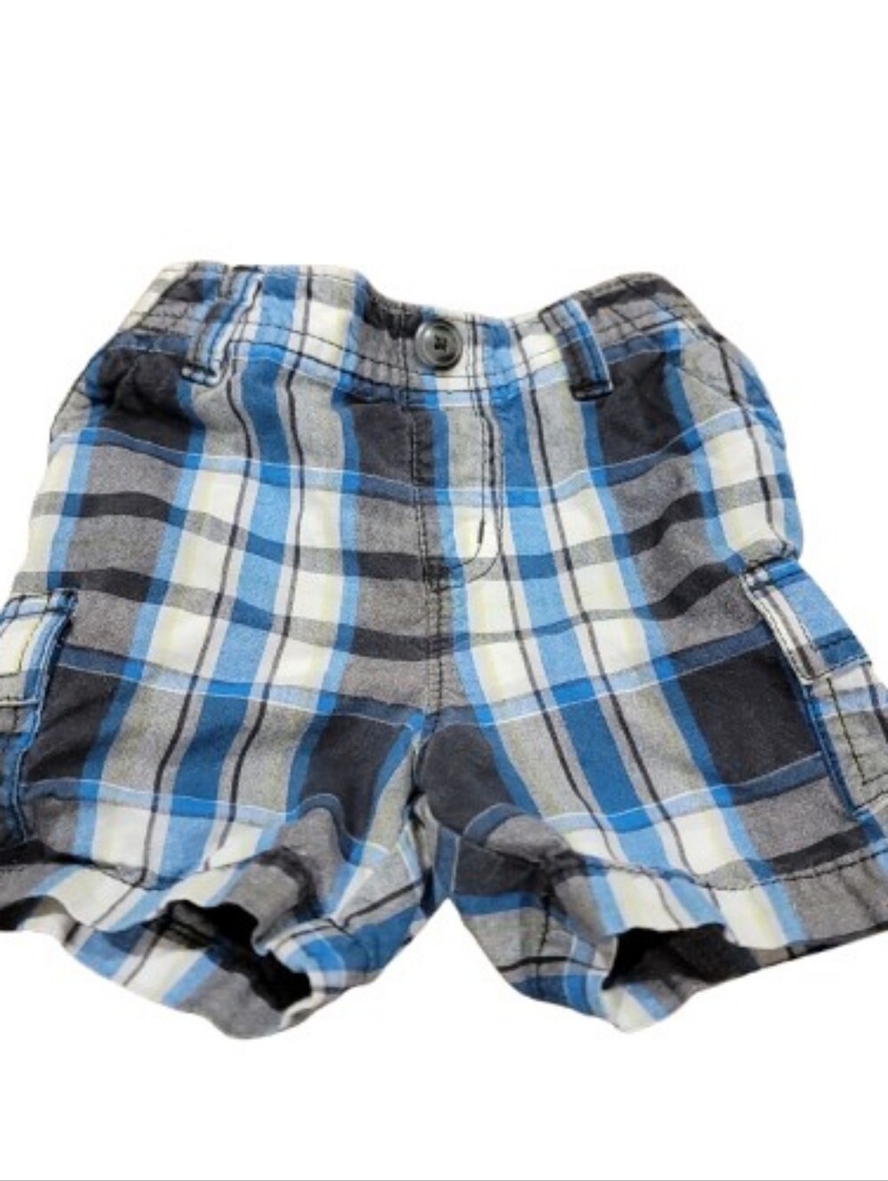 Sonoma Pull On Elastic Cargo Shorts Infant Toddler Boys Size 12M Blue Plaid